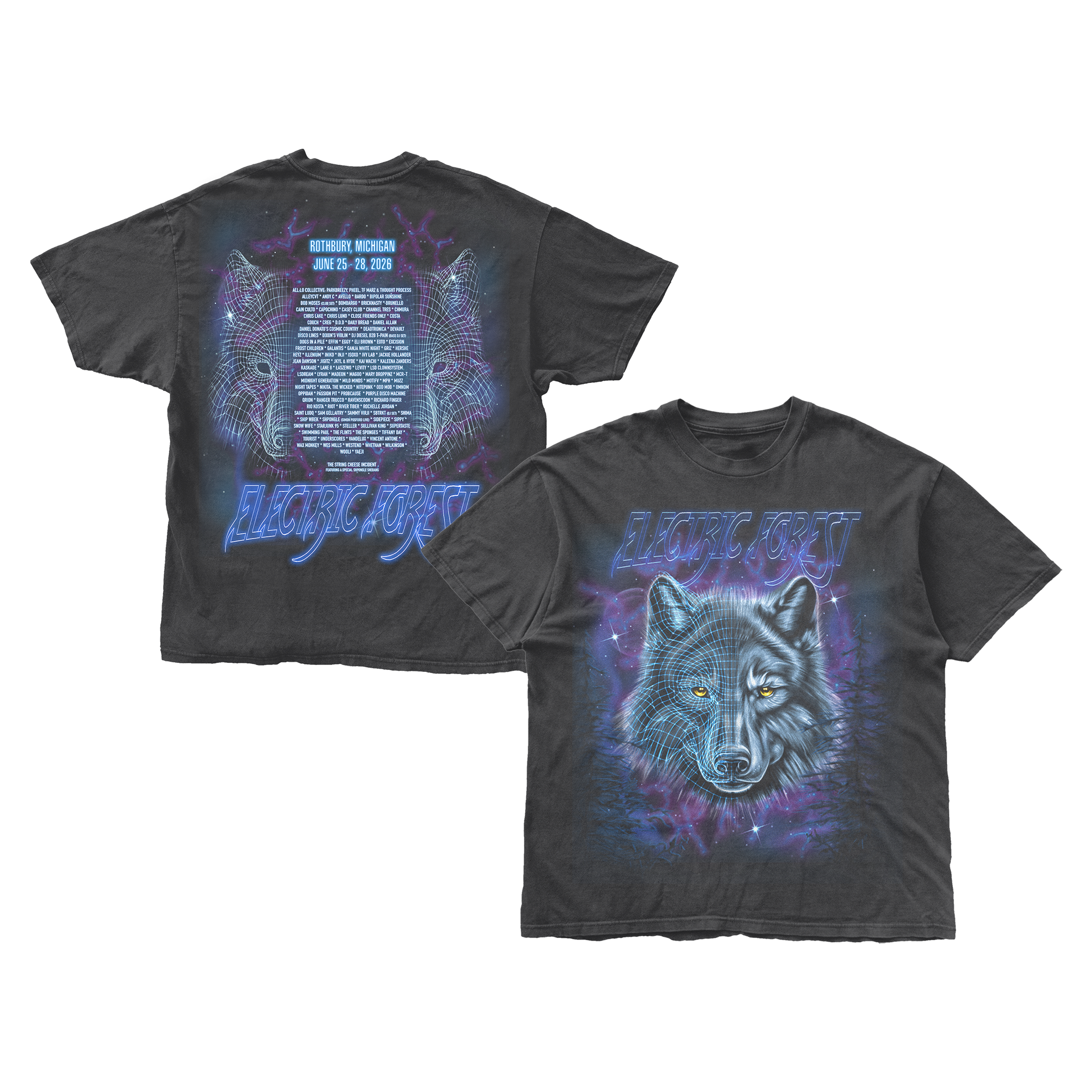 Blue Wolf 2026 Lineup Tee – Electric Forest Shop