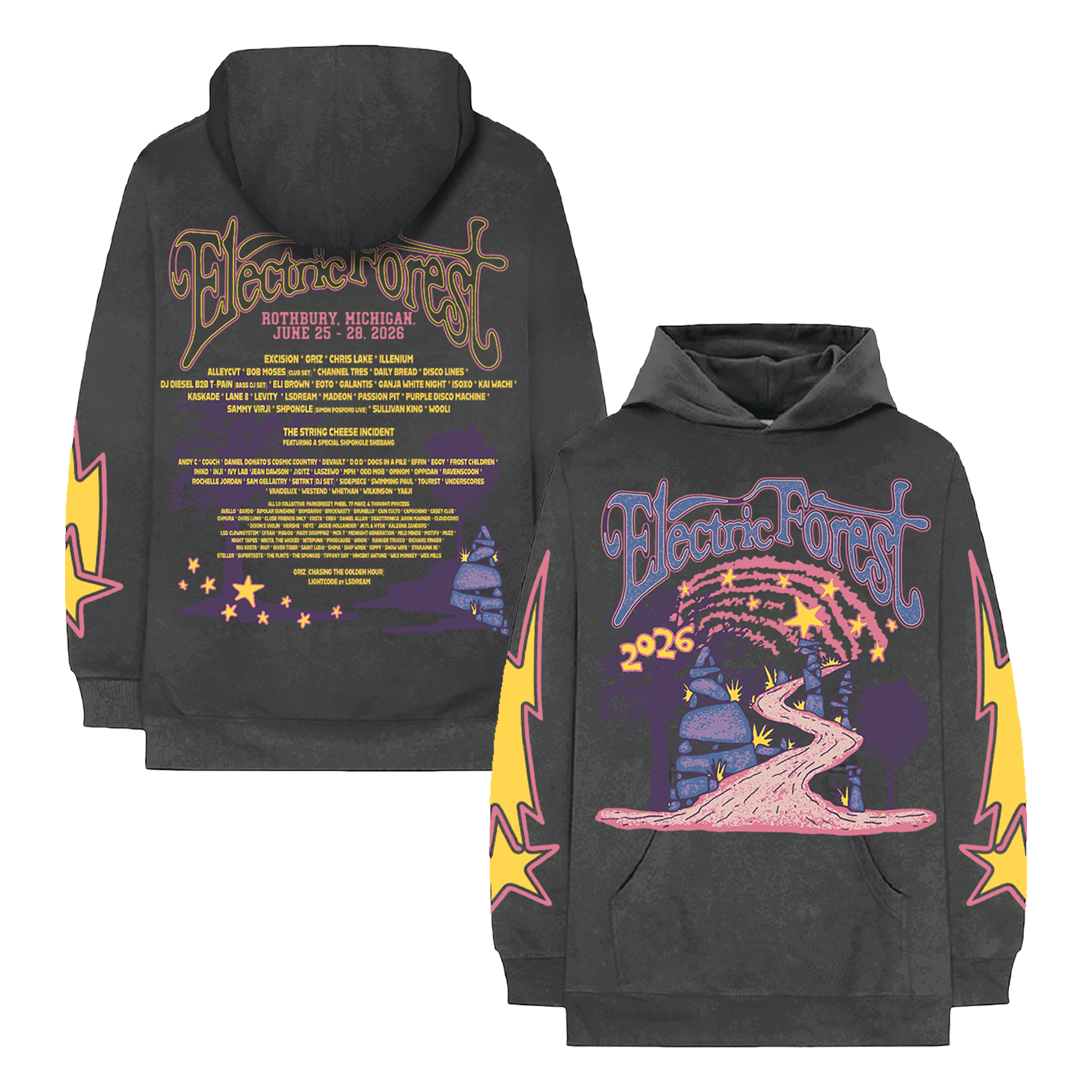 Dreamy Night 2026 Lineup Hoodie – Electric Forest Shop